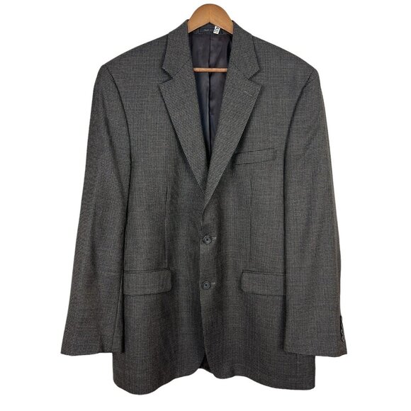 Lauren Ralph Lauren Blazer Jacket Mens 42L Houndstooth Two Button Brown Navy - Picture 1 of 16